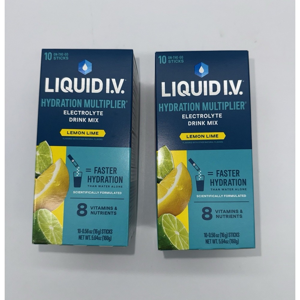 LIQUID I.V. Hydration Multiplier Lemon Lime Electrolyte Drink Mix Exp 1/28 20 Ct